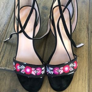 Kate Spade Floral Embroidered Black Watson Sandals